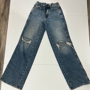 PacSun Blue Flare Wide Leg Jeans Distressed